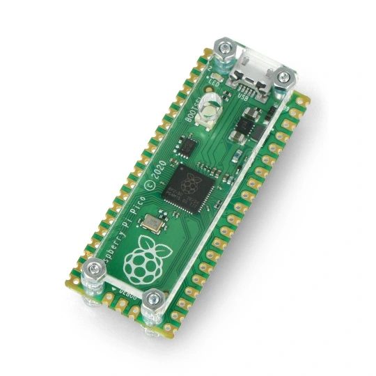 Raspberry Pi Pico w przezroczystej obudowie
