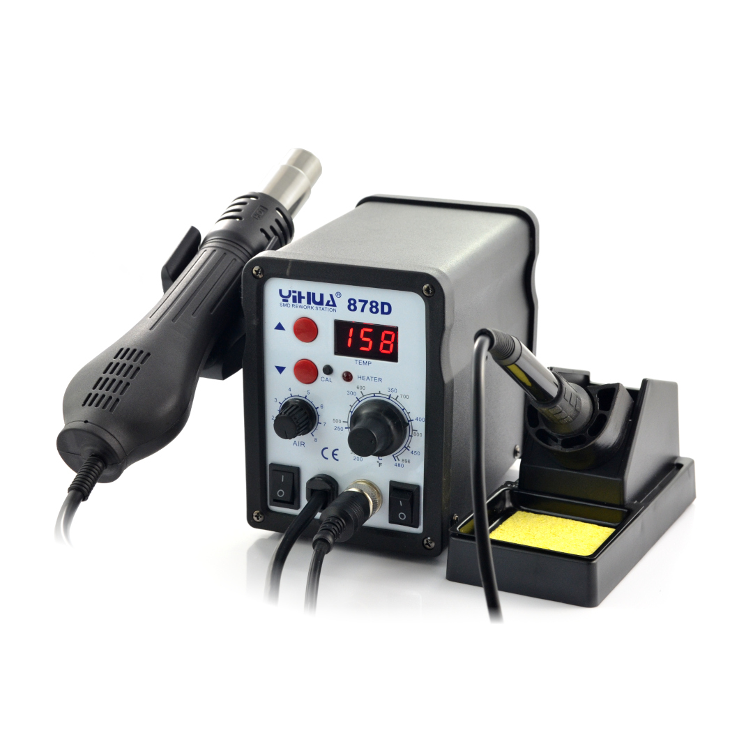 Stacja lutownicza 2w1 hotair i grotowa Yihua 878D - 700W